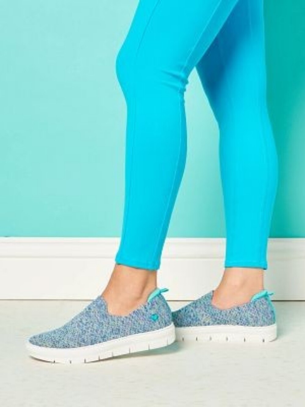 Nurse Mates Knit Slip-On Walking Shoes Teal Blue Size 9.5